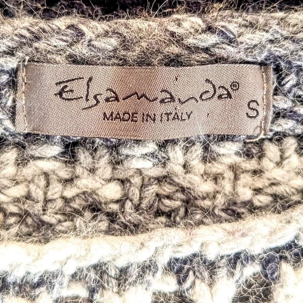 Elsamanda Grey Crochet Knit Italian Wool Sweater - Picture 4 of 6